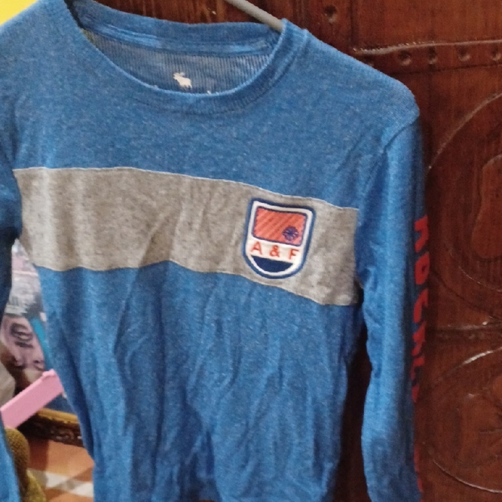 Abercrombie & Fitch Kids Blue and Gray Long Sleeve Shirt